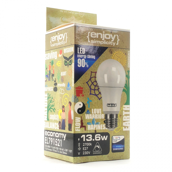 EL791521 | LED A65 DIM|13.6W(>100W)Ε27|2700k|1521lm|{enjoysimplicity}™