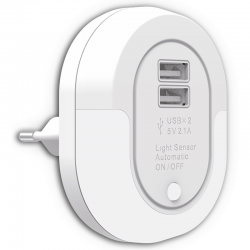 EL130801 | LED Night Light Sensor+2xUSB 5V 2.1A|0.5W|3000k|12lm|{enjoysimplicity}™