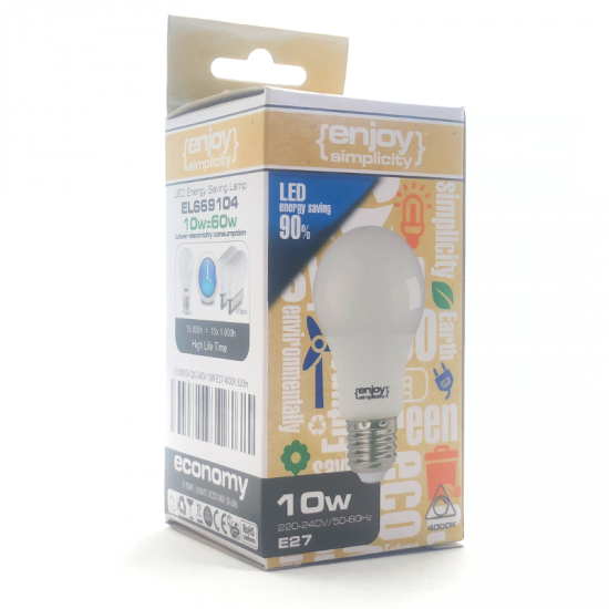 EL669104 | LED A60 DIM|10W(>60W)Ε27|4000k|820lm|{enjoysimplicity}™