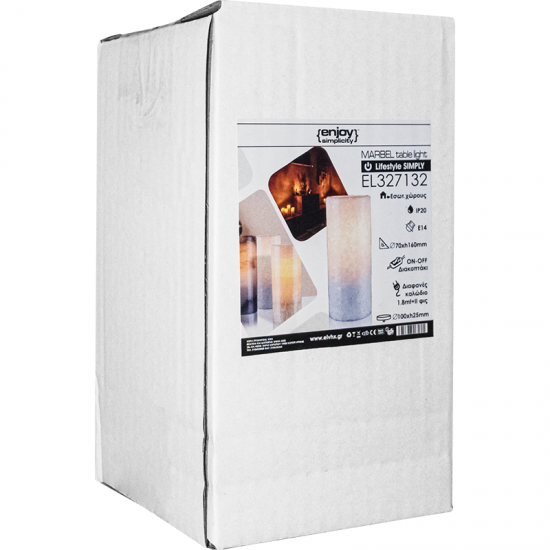 EL327132 | ΜΑΡΜΑΡΙΝΟ ΕΠΙΤΡΑΠΕΖΙΟ ΦΩΤ/ΚΟ E14|Φ70xh160mm|1.8mt Λευκό Καλώδιο + ΙΙ Φίς + Διακοπτάκι|{enjoysimplicity}™ EL327132 | ΜΑΡΜΑΡΙΝΟ ΕΠΙΤΡΑΠΕΖΙΟ ΦΩΤ/ΚΟ E14|Φ70xh160mm|1.8mt Λευκό Καλώδιο + ΙΙ Φίς + Διακοπτάκι|{enjoysimplicity}™