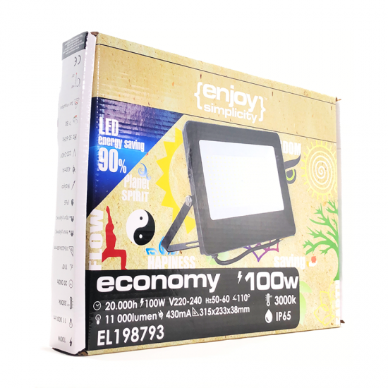 EL198793 | LED FloodLight black IP65 L315xW233xH38mm|100W|3000k|11000lm|enjoySimplicity™ EL198793 | LED FloodLight black IP65 L315xW233xH38mm|100W|3000k|11000lm|enjoySimplicity™