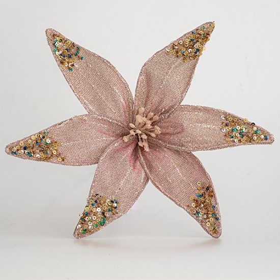ΛΟΥΛΟΥΔΙ ΟΡΓΑΝΤΖΑ, ΡΟΖ ΜΕ GLITTER, 30cm ΛΟΥΛΟΥΔΙ ΟΡΓΑΝΤΖΑ, ΡΟΖ ΜΕ GLITTER, 30cm