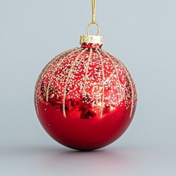 ΓΥΑΛΙΝΗ ΜΠΑΛΑ, ΚΟΚΚΙΝΗ, ΜΕ ΧΡΥΣΟ GLITTER, ΣΕΤ 4ΤΜΧ, 8cm ΓΥΑΛΙΝΗ ΜΠΑΛΑ, ΚΟΚΚΙΝΗ, ΜΕ ΧΡΥΣΟ GLITTER, ΣΕΤ 4ΤΜΧ, 8cm