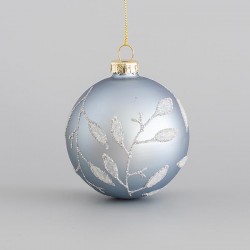 ΓΥΑΛΙΝΗ ΜΠΑΛΑ, ΑΠΑΛΟ ΜΠΛΕ ΜΑΤ, ΜΕ GLITTER ΦΥΛΛΑ, ΣΕΤ 4ΤΜΧ, 8cm ΓΥΑΛΙΝΗ ΜΠΑΛΑ, ΑΠΑΛΟ ΜΠΛΕ ΜΑΤ, ΜΕ GLITTER ΦΥΛΛΑ, ΣΕΤ 4ΤΜΧ, 8cm