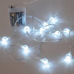 ΣΕΙΡΑ, 10 LED 5mm, ΜΕ ΑΚΡΥΛΙΚΕΣ ΔΙΑΦΑΝΕΣ ΜΠΑΛΕΣ 1,8cm, ΜΠΑΤΑΡΙΑΣ, ΔΙΑΦΑΝΟ ΚΑΛΩΔΙΟ, ΘΕΡΜΟ ΛΕΥΚΟ LED, ΑΝΑ 15cm, ΠΡΟΕΚΤΑΣΗ ΠΑΡΟΧΗΣ 50cm, IP20