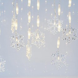 ΒΡΟΧΗ, 56 LED 5mm, ΜΕ 14 ΧΙΟΝΟΝΙΦΑΔΕΣ 11cm, 3,4V, ΜΕ ΜΕΤΑΣΧΗΜΑΤΙΣΤΗ, ΔΙΑΦΑΝΟ ΚΑΛΩΔΙΟ, ΘΕΡΜΟ ΛΕΥΚΟ LED, 300x80cm, ΠΡΟΕΚΤΑΣΗ ΠΑΡΟΧΗΣ 3m, IP44