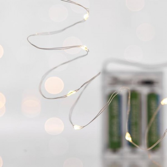 ΣΕΙΡΑ 20 MINI LED, ΜΠΑΤΑΡΙΑΣ, 3xAA, ΠΡΟΕΚΤΑΣΗ ΠΑΡΟΧΗΣ 10cm, ΑΣΗΜΙ ΧΑΛΚΟΣ, DAYLIGHT LED, ΑΝΑ 10cm, IP20