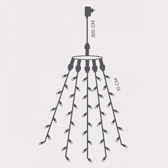 ΧΤΑΠΟΔΙ, 175 LED 3mm, 31V, 5 ΓΡΑΜΜΕΣ, ΜΕ ΜΕΤΑΣΧΗΜΑΤΙΣΤΗ, ΠΡΟΕΚΤΑΣΗ ΠΑΡΟΧΗΣ 300cm, ΠΡΑΣΙΝΟ ΚΑΛΩΔΙΟ, ΘΕΡΜΟ ΛΕΥΚΟ LED ANA 10cm, ΙΡ44