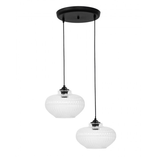 Κρεμαστό φωτιστικό ανισόπεδο RIGATO/2 BL-TRANSPARANTE ΓΥΑΛΙΝΟ