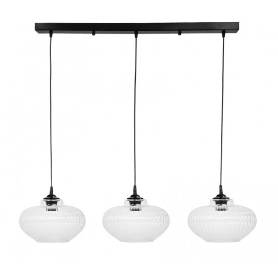 Κρεμαστό φωτιστικό RIGATO/3 RAGA BL-TRANSPARANTE ΓΥΑΛΙΝΟ