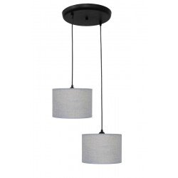 ΗΚ-04 PENDEL 2L ΓΚΡΙ-BL / GREY-ΒL Μοντέρνο φωτιστικό 2φωτο κύλινδρος