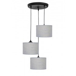 ΗΚ-04 PENDEL 3L ΓΚΡΙ-BL / GREY-ΒL Μοντέρνο φωτιστικό 3φωτο κύλινδρος