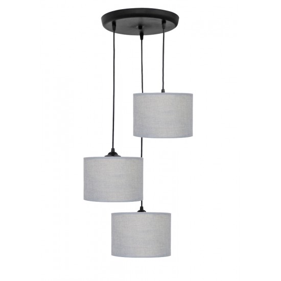 ΗΚ-04 PENDEL 3L ΓΚΡΙ-BL / GREY-ΒL Μοντέρνο φωτιστικό 3φωτο κύλινδρος