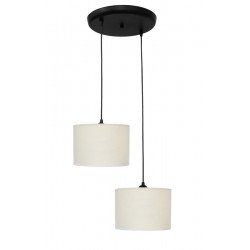 ΗΚ-01 PENDEL 2L ΛΕΥΚΟ/ΚΡΕΜ-ΒL / CREAM WHITE-BL Μοντέρνο φωτιστικό 2φωτο κύλινδρος