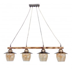 Κρεμαστό φωτιστικό με γυαλιά μελί R-98CABLE RAGA 4/L BRONZE