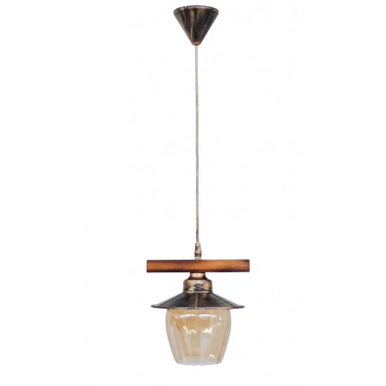 Κρεμαστό φωτιστικό με γυαλί μελί R-98CABLE 1L BRONZE