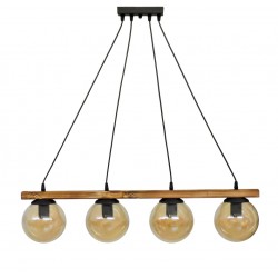 Κρεμαστό φωτιστικό με γυαλιά μελί R-600 CABLE RAGA 4/L WOOD