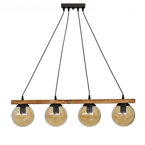 Κρεμαστό φωτιστικό με γυαλιά μελί R-600 CABLE RAGA 4/L WOOD