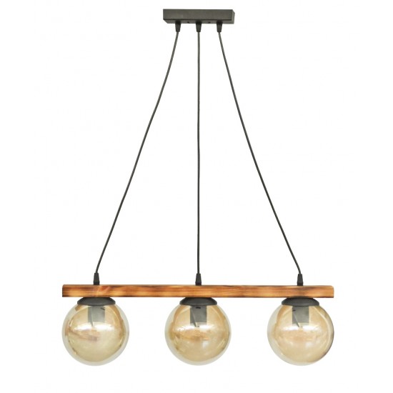 Κρεμαστό φωτιστικό με γυαλιά μελί R-600 CABLE RAGA 3/L WOOD