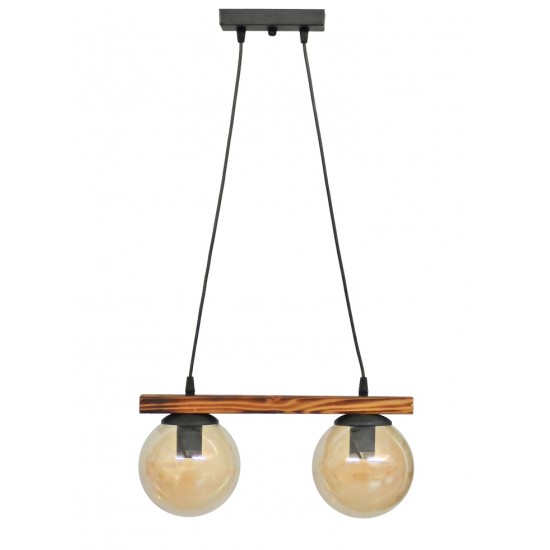 Κρεμαστό φωτιστικό με γυαλιά μελί R-600 CABLE RAGA 2/L WOOD