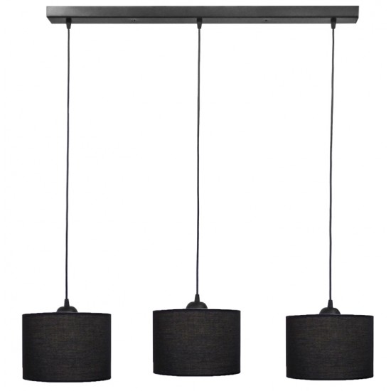 ΗΚ-03RAGA /3L ΜΑΥΡΟ-BL Μοντέρνο φωτιστικό ράγα 3φωτο κύλινδρος