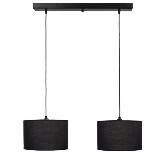 ΗΚ-03RAGA /2L ΜΑΥΡΟ-BL Μοντέρνο φωτιστικό ράγα 2φωτο κύλινδρος