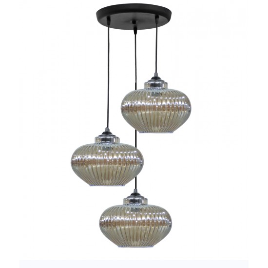 RIGATO/3 BL-FUME ΓΥΑΛΙΝΟ Κρεμαστό φωτιστικό ανισόπεδο