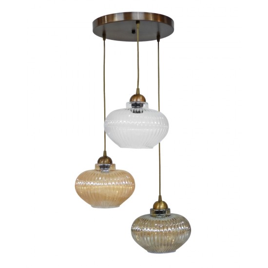 RIGATO/3L PENDEL BRONZE-TRICOLORE ΚΡΕΜΑΣΤΟ ΑΝΙΣΟΠΕΔΟ ΓΥΑΛΙΝΟ