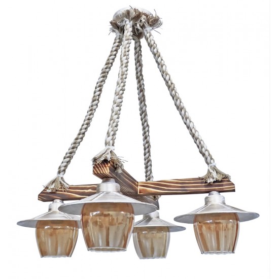 ΜΙΧ-98CROSS 4/L MIX-WH-BR ΚΡΕΜΑΣΤΟ Ε/27 ΞΥΛΙΝΟ-ΣΧΟΙΝΙ-ΓΥΑΛΙ