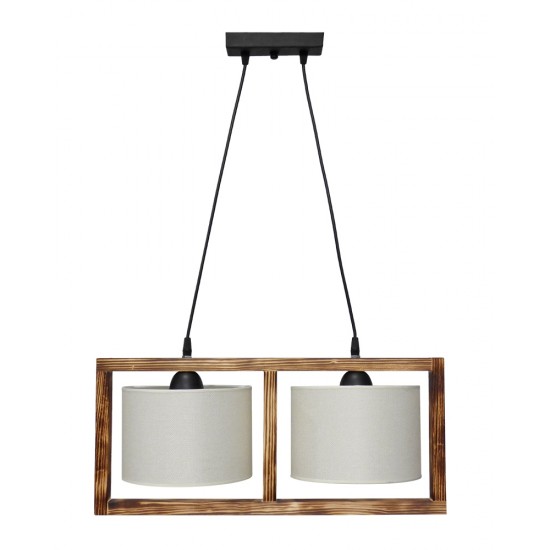 HKF-01 2L WOOD ΛΕΥΚΟ/ΚΡΕΜ-ΚΑΜΕΝΟ ΚΡΕΜΑΣΤΟ Ε/27 ΞΥΛΟ-ΑΜΠΑΖΟΥΡ