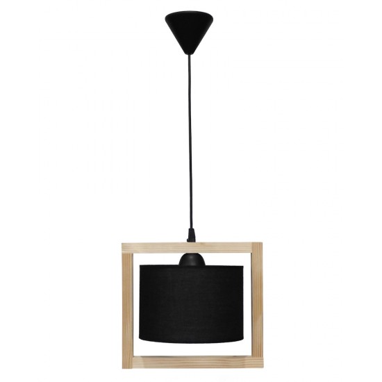 HKF-03 1L WOOD ΜΑΥΡΟ-NATURAL ΚΡΕΜΑΣΤΟ Ε/27 ΞΥΛΟ-ΑΜΠΑΖΟΥΡ