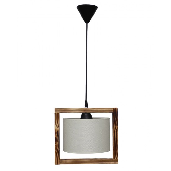 HKF-01 1/L WOOD ΛΕΥΚΟ/ΚΡΕΜ-ΚΑΜΕΝΟ ΚΡΕΜΑΣΤΟ Ε/27 ΞΥΛΟ-ΑΜΠΑΖΟΥΡ