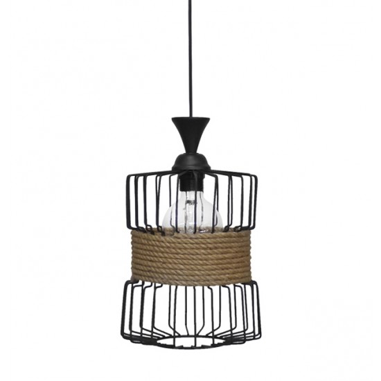 HAVANA 1L BARREL Φ20 ΚΡΕΜΑΣΤΟ ΜΕΤΑΛΛΙΚΟ-ΣΧΟΙΝΙ Ε/27