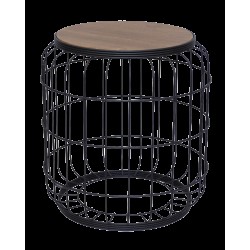 Τραπεζάκι βοηθητικό -Α- VARELAKI H47xΦ42cm μαύρο μεταλλικό/καφέ ξύλο