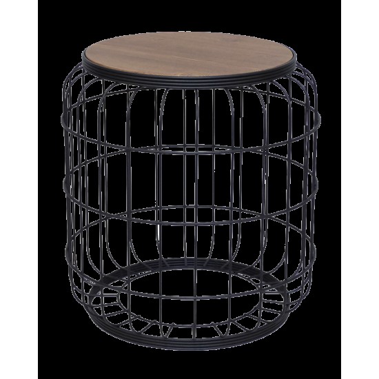 Τραπεζάκι βοηθητικό -Α- VARELAKI H47xΦ42cm μαύρο μεταλλικό/καφέ ξύλο