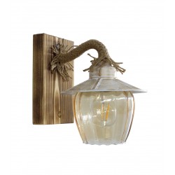 Φωτιστικό τοίχου ROPE-WOOD R-98ΑΡ WHITE-BR GLASS