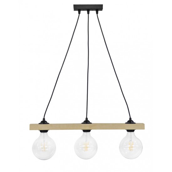 Ράγα μοντέρνο φωτιστικό Ε/27 RAGA 3L CABLE WOOD Ράγα μοντέρνο φωτιστικό Ε/27 RAGA 3L CABLE WOOD