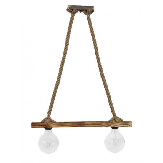 Ράγα μοντέρνο φωτιστικό Ε/27 RAGA 2L ROPE WOOD