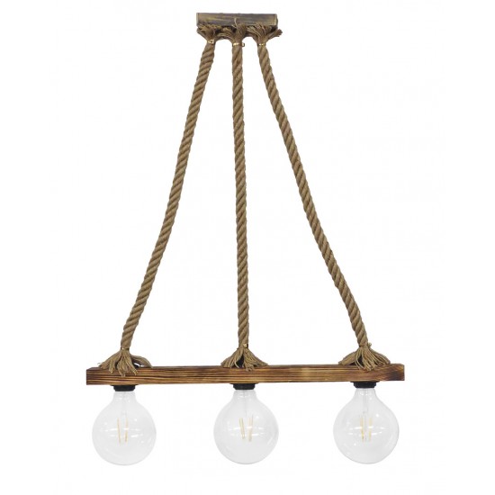 Ράγα μοντέρνο φωτιστικό Ε/27 RAGA 3L ROPE WOOD