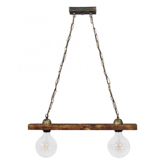 Ράγα μοντέρνο φωτιστικό Ε/27 RAGA 2L CHAIN WOOD