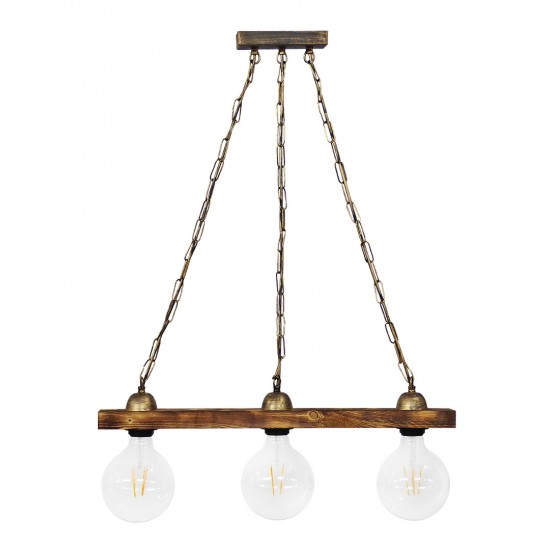 Ράγα μοντέρνο φωτιστικό Ε/27 RAGA 3L CHAIN WOOD