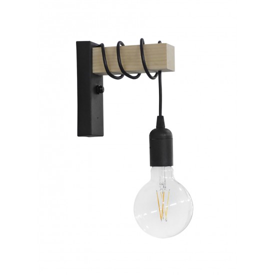 Φωτιστικό τοίχου Ε/27ΑΡ SQUARE BLACK ΑΠΛΙΚΑ ΞΥΛΟ Φωτιστικό τοίχου Ε/27ΑΡ SQUARE BLACK ΑΠΛΙΚΑ ΞΥΛΟ