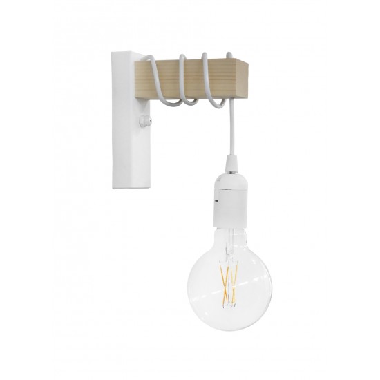 Φωτιστικό τοίχου Ε/27ΑΡ SQUARE WHITE ΑΠΛΙΚΑ ΞΥΛΟ