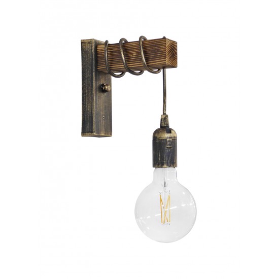 Φωτιστικό τοίχου Ε/27ΑΡ SQUARE BRONZE ΑΠΛΙΚΑ ΞΥΛΟ