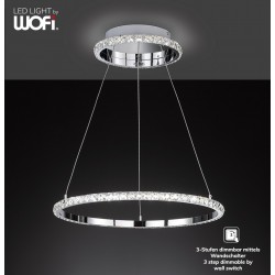 Κρεμαστό led "Harley" 26w 3400lm Ø65cm (χρώμιο με κρύσταλλα)