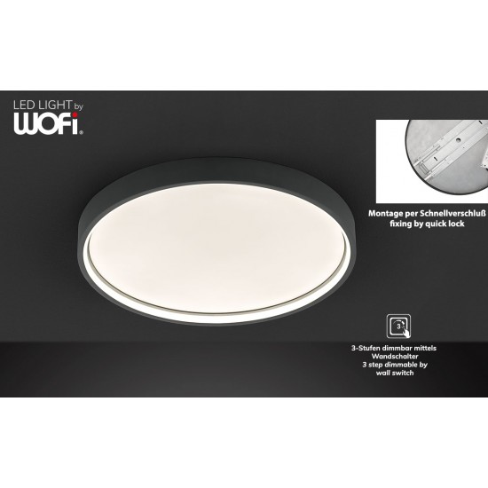 Πλαφονιέρα led "Dubai" Ø45 27,5w 2400lm Ανθρακί