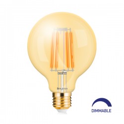 Λάμπα led G95 filament μελί 6W E27 2200K dimmable