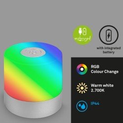 Επαναφορτιζόμενο πορτατίφ IP44 "SMAL" 1,5w RGB & 2700k