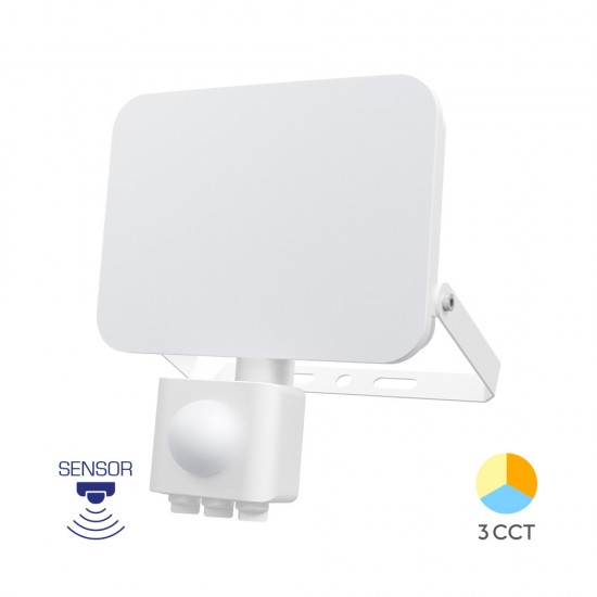 Προβολέας IP65 30W  2850lm 3CCT Με Ανίχνευση (Λευκός)