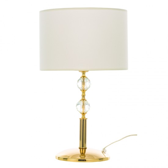 InLight Επιτραπέζιο φωτιστικό από χρυσό μέταλλο κρύσταλλο και υφασμάτινο καπέλο 1XE27 D:59cm (3422-Χρυσό) InLight Επιτραπέζιο φωτιστικό από χρυσό μέταλλο κρύσταλλο και υφασμάτινο καπέλο 1XE27 D:59cm (3422-Χρυσό)
